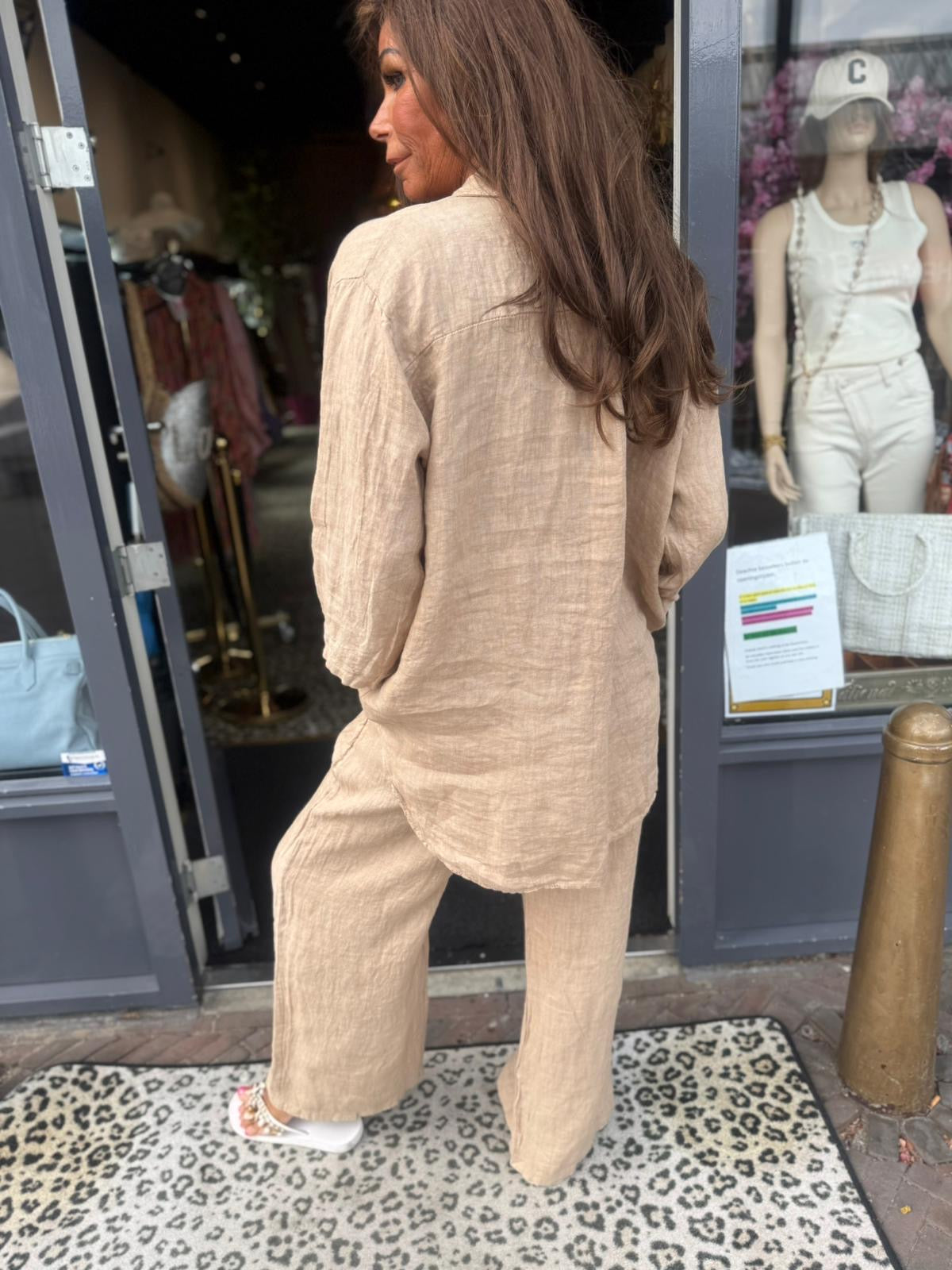 2 delig linnen set “Lindsay” Camel