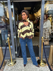 Vest met sjaal gestreept Geel/bruin