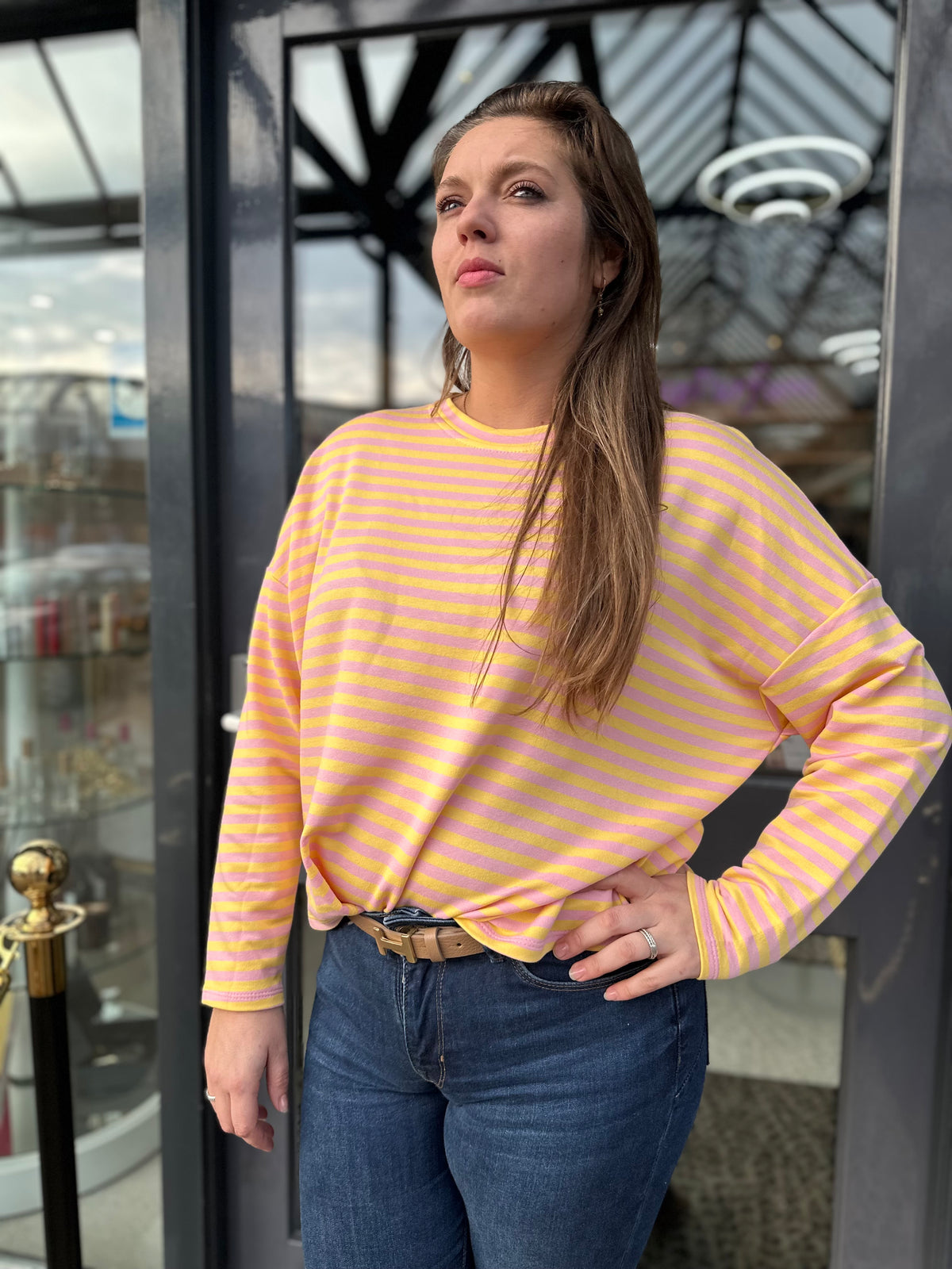 Top gestreept Geel/Roze