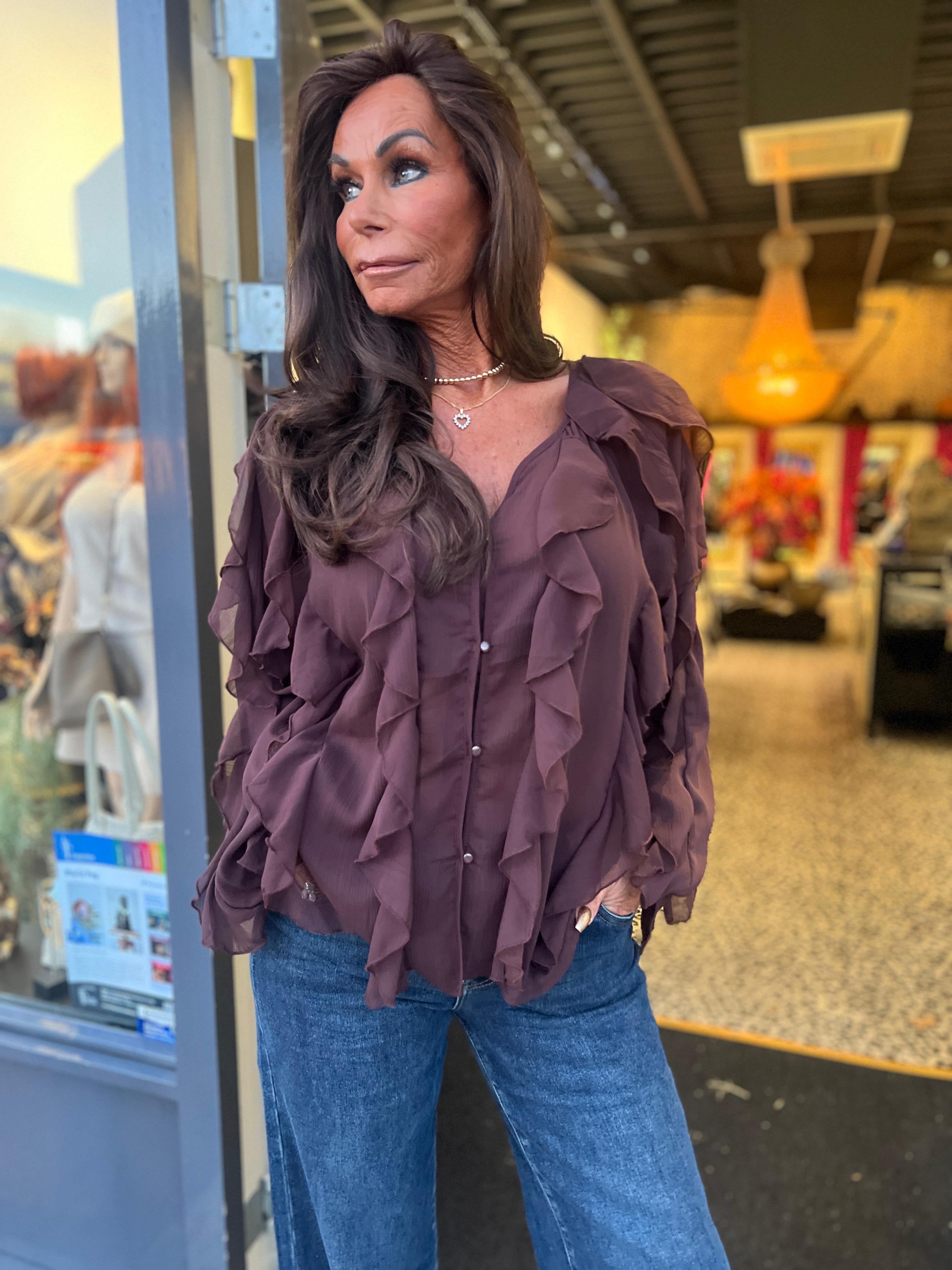 Blouse "Lina" Donkerbruin