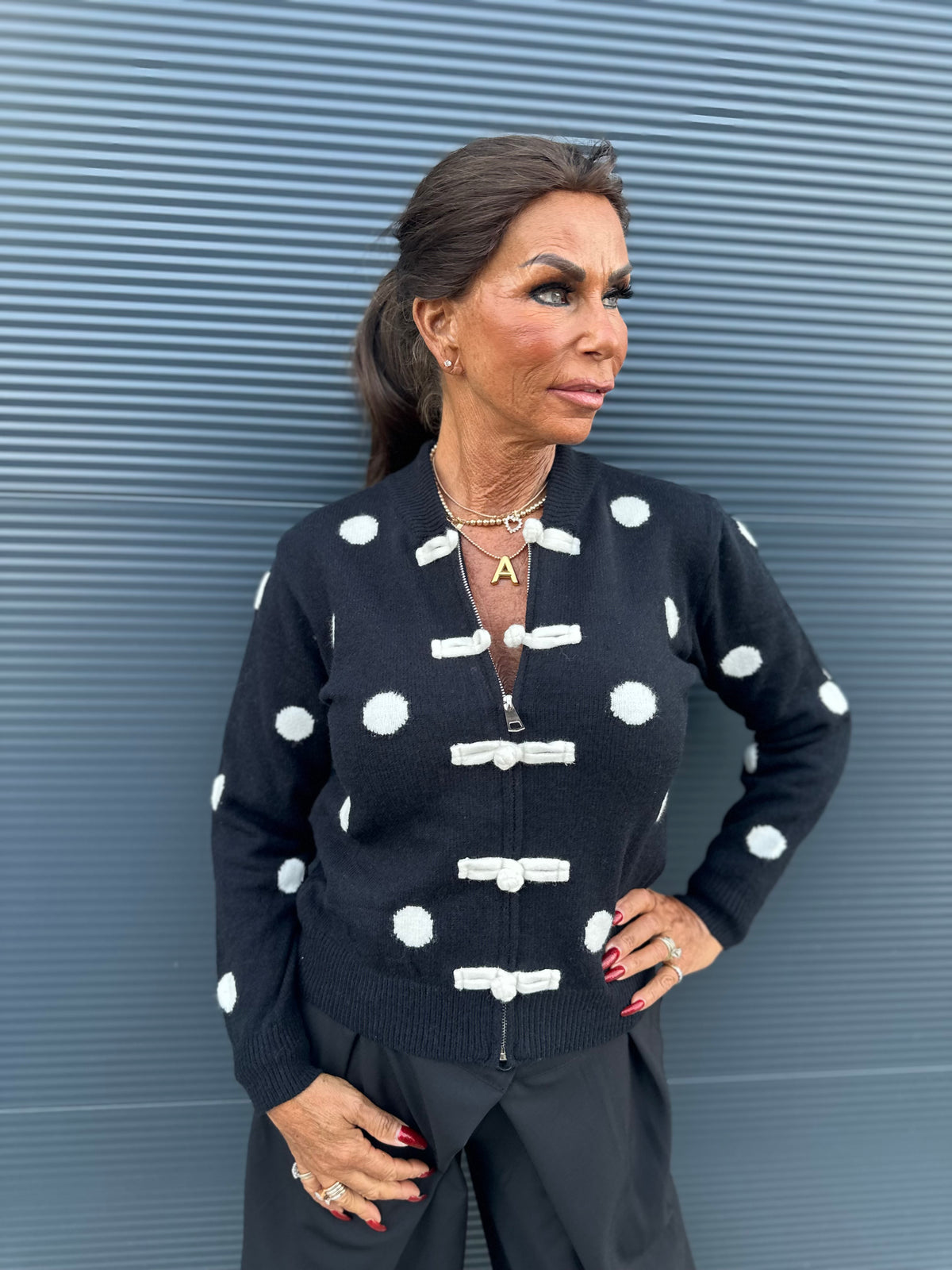 Vest "polkadot An" zwart ecru