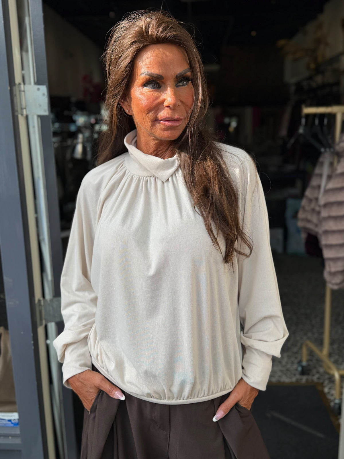 Top "Big Flappie" beige