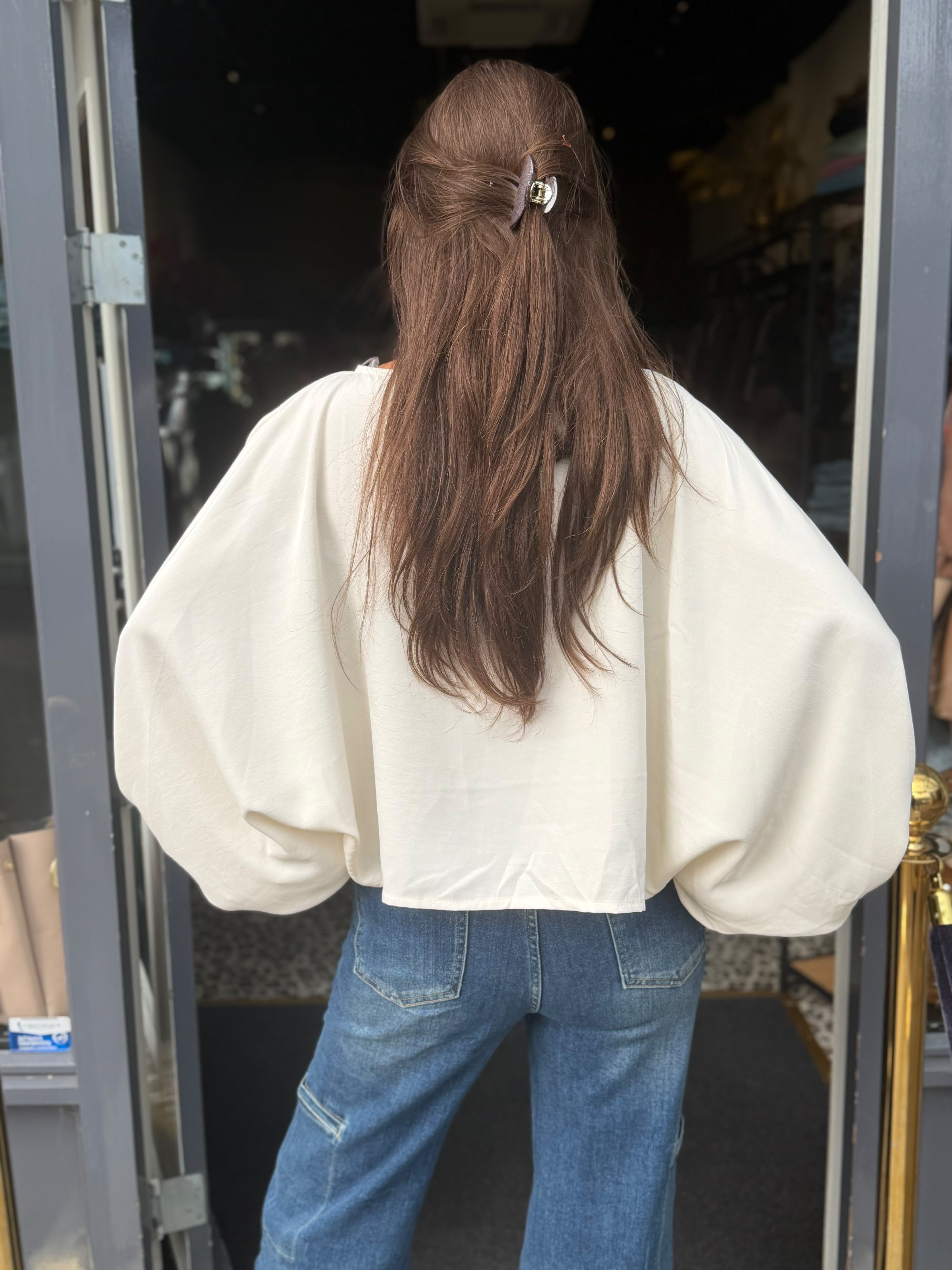 Blouse pofmouwen "Indie" Ecru