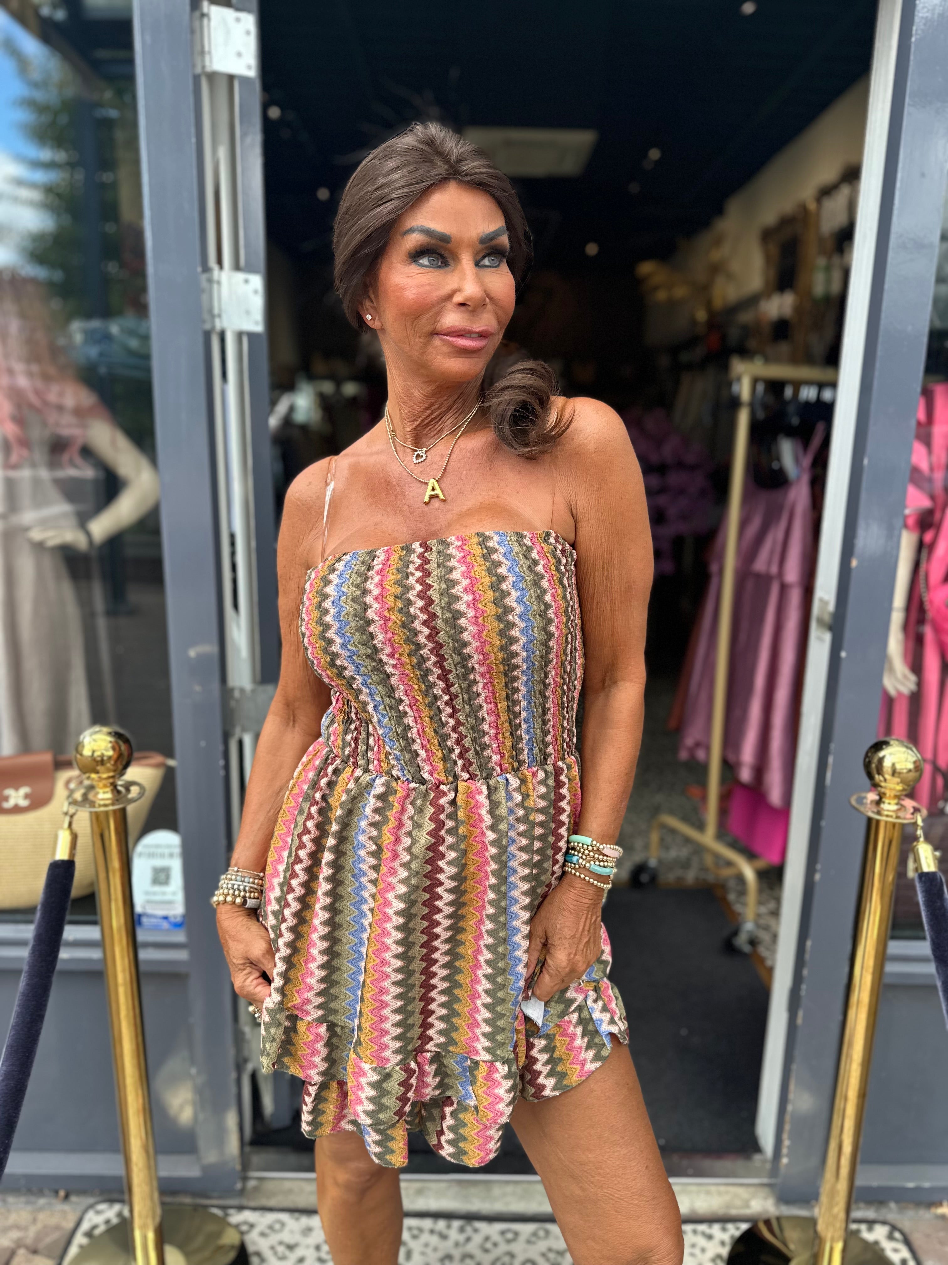 Strapless jumpsuit “Aruba” legergroen