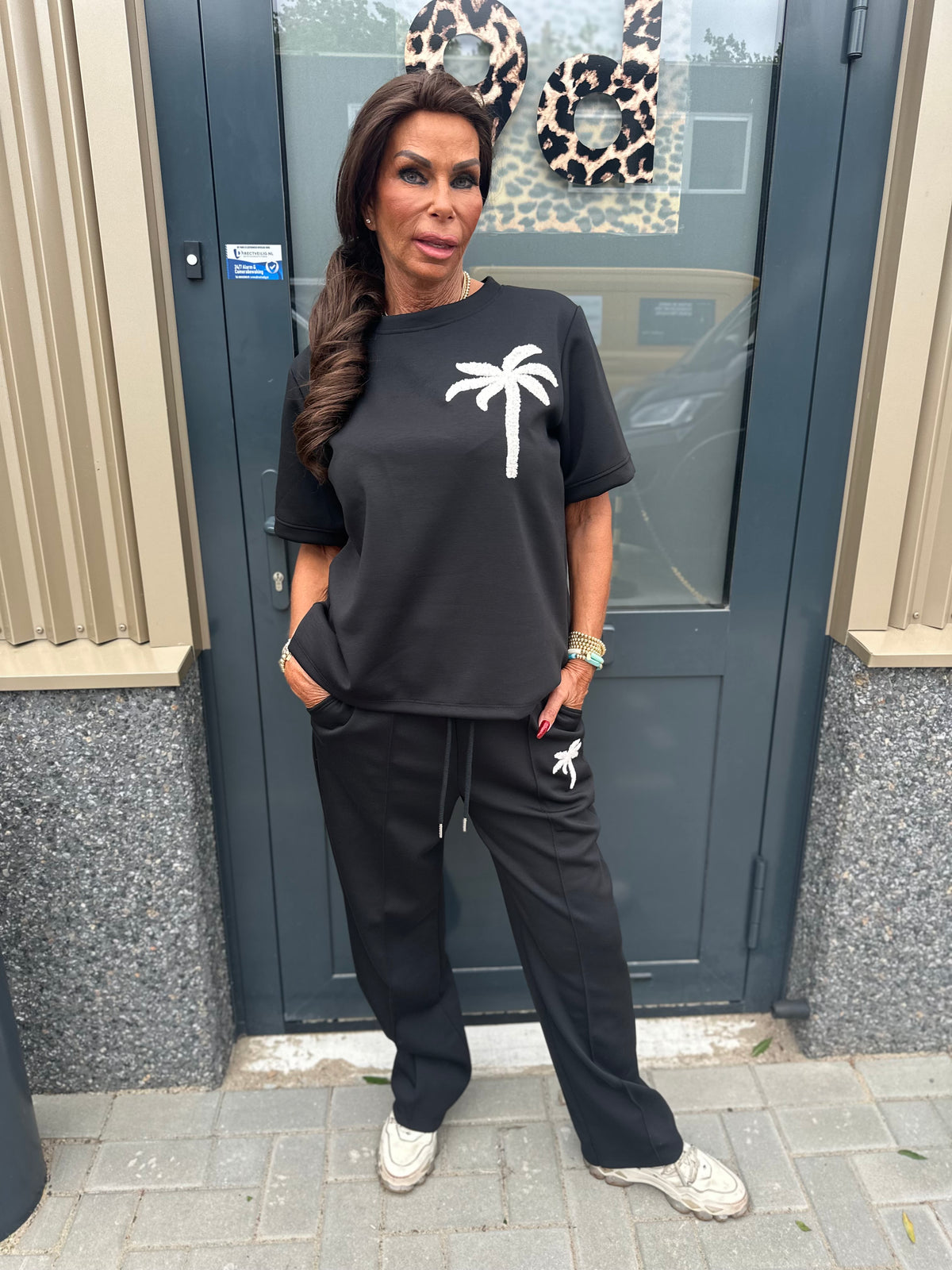 2 delig joggingset palmtree zwart