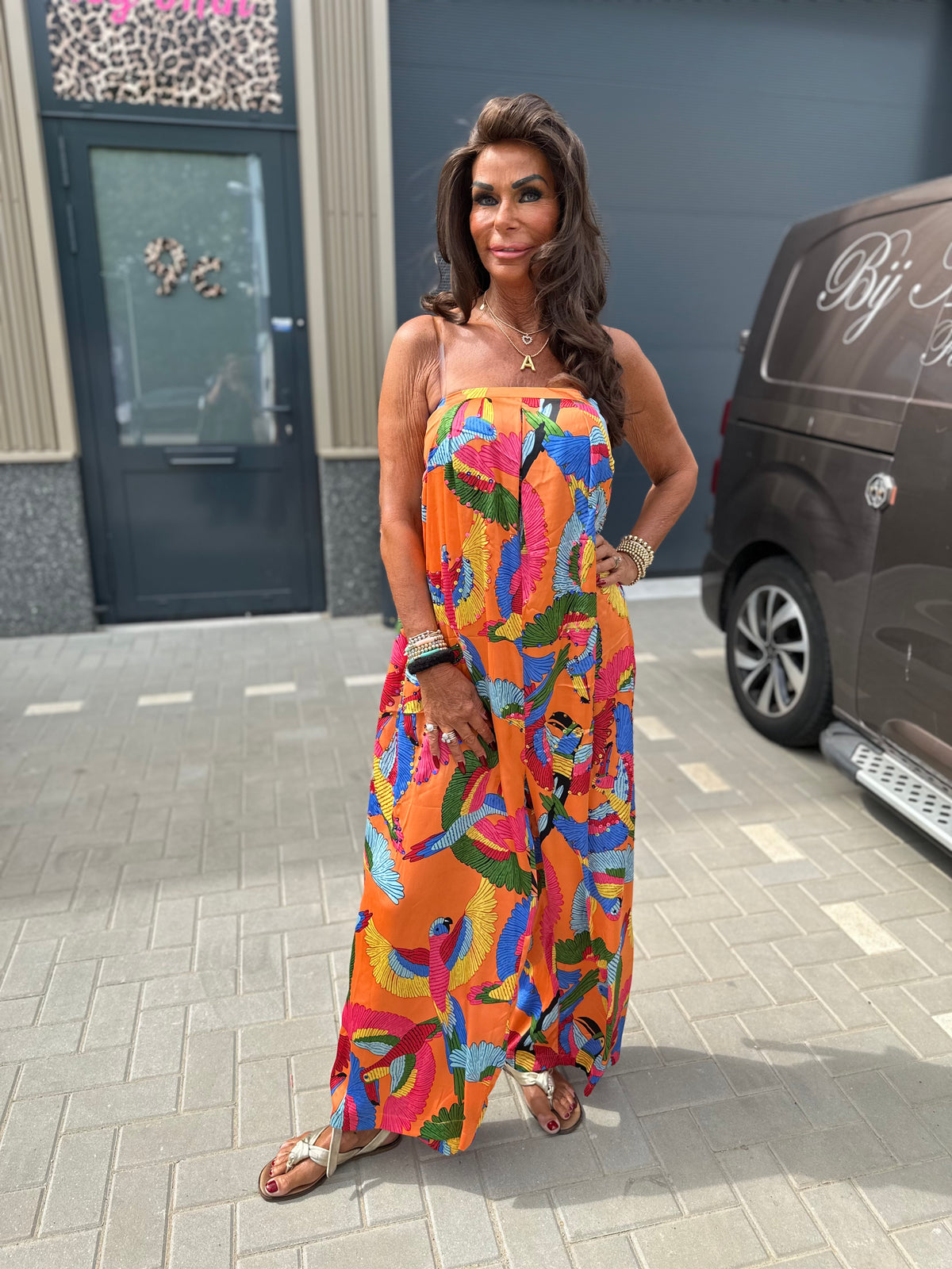 Strapless Jumpsuit Gold&Silver oranje