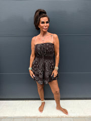 Playsuit kort "hydrofiel" print donkerbruin