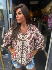 Blouse "Vika” Bruin/beige