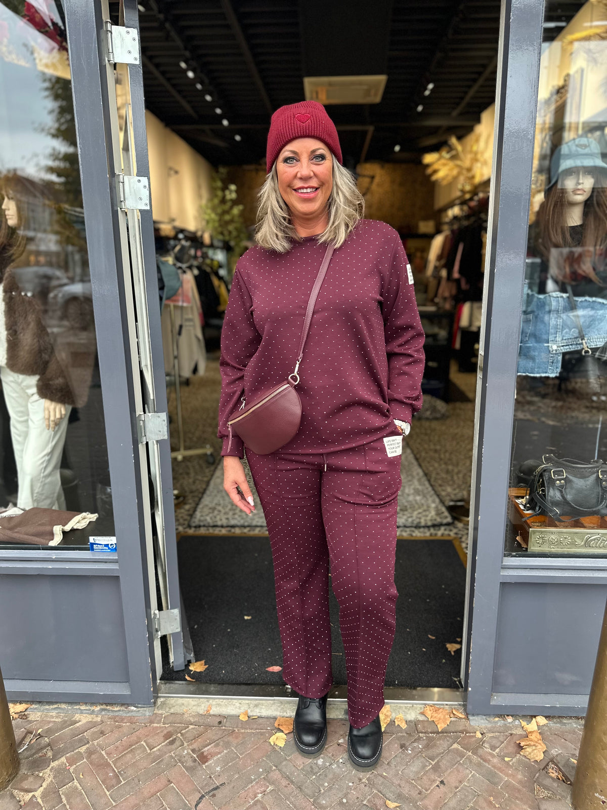 Life isn't perfect set lange mouw "Glamour" Bordeaux