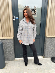 Lange Blouse "geruite parel" grijs