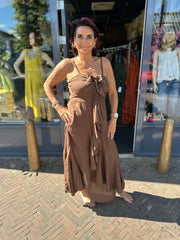 lange jurk "Noor"donkerbruin