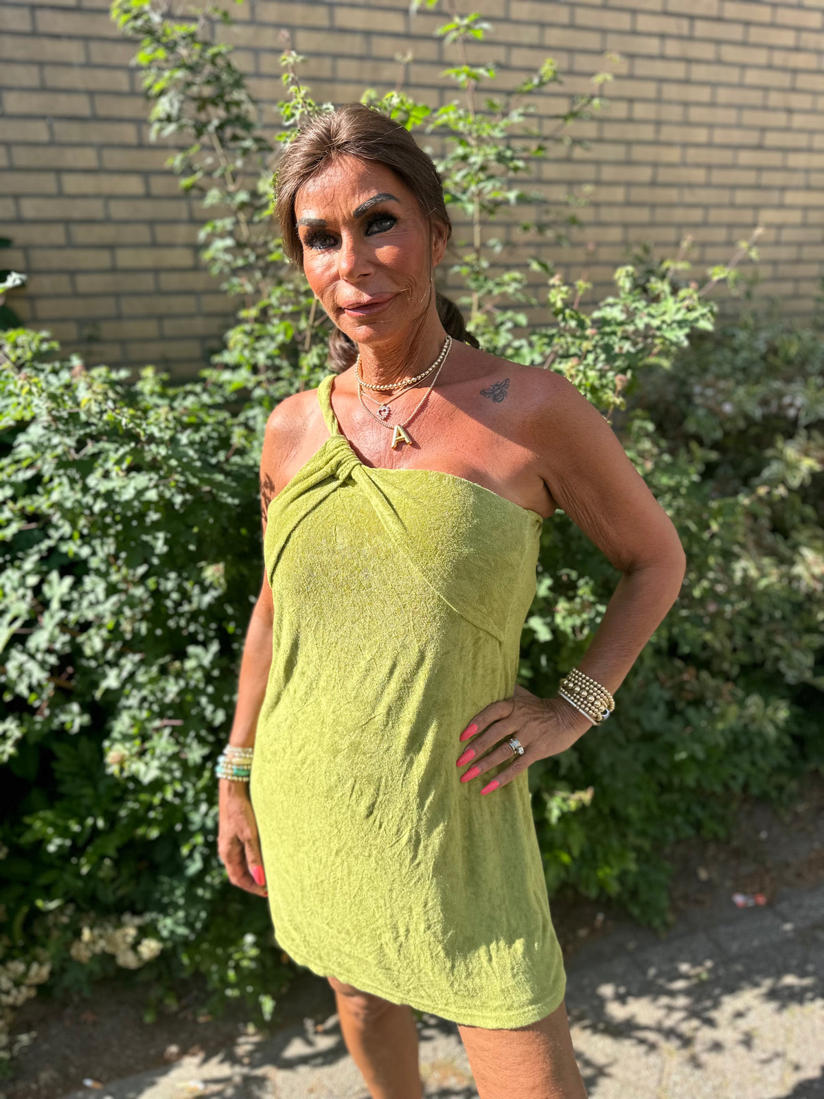 Badstof dress  Jane” Olijfgroen