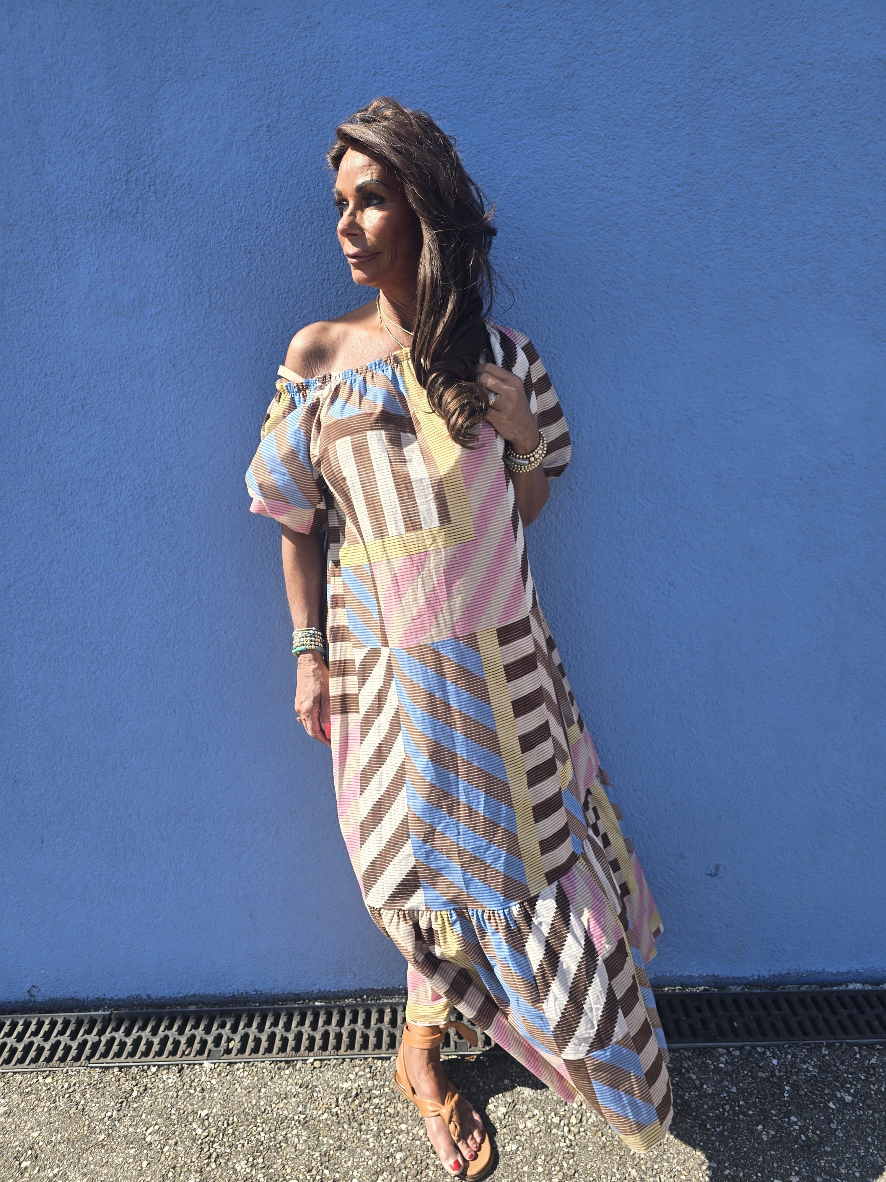 Lange jurk “Rainbow” licht roze