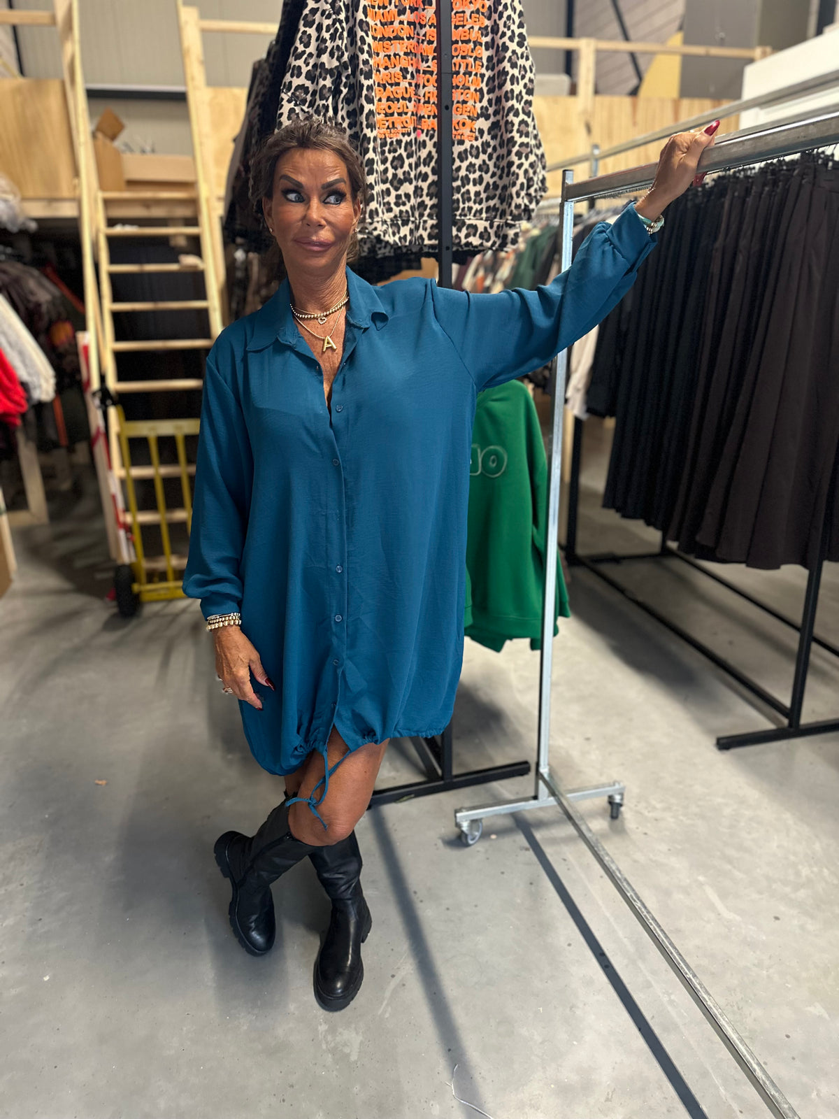 Blouse jurk "Novalee" petrol