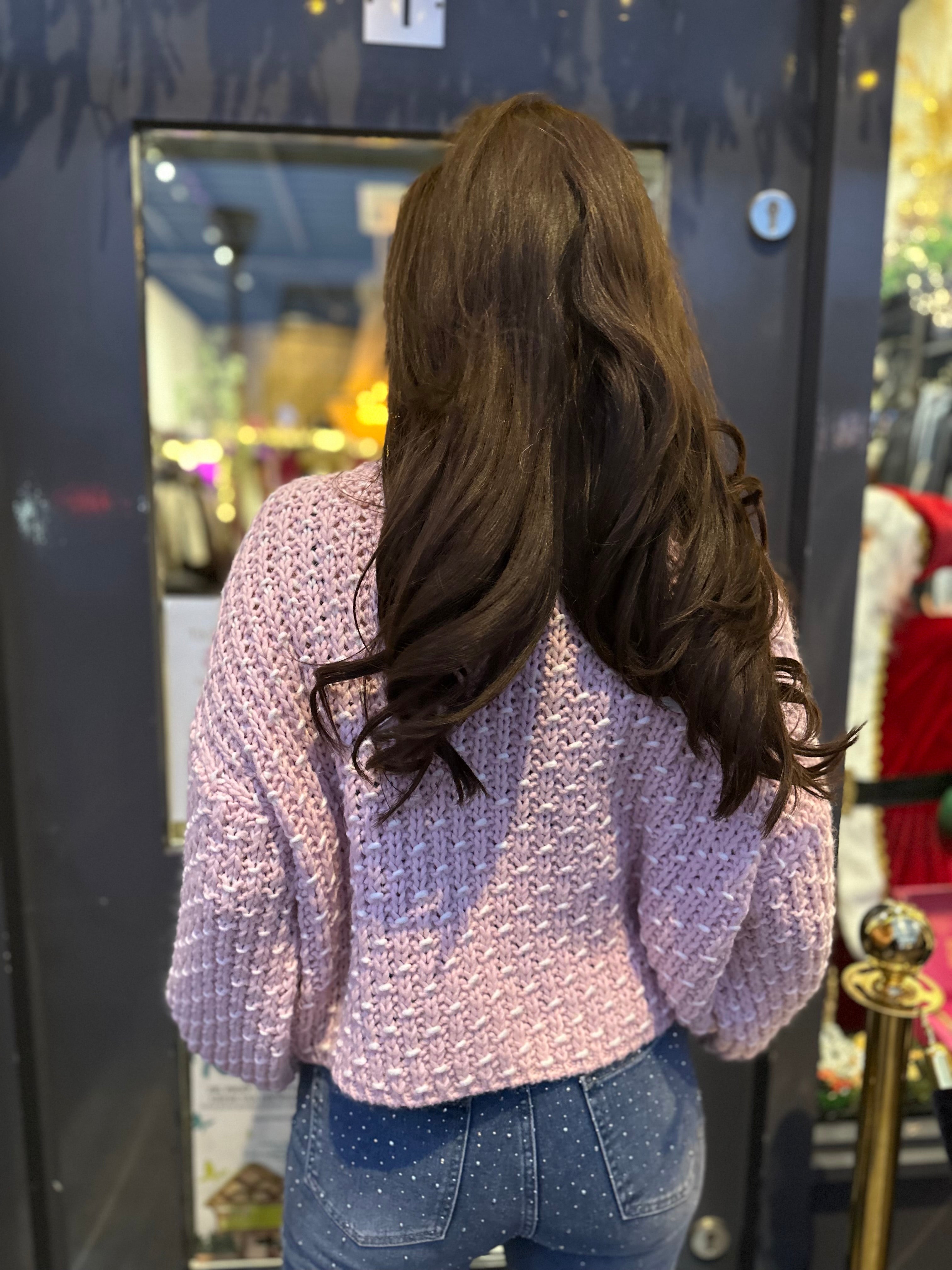 Gebreide trui “Colour” met col poeder roze