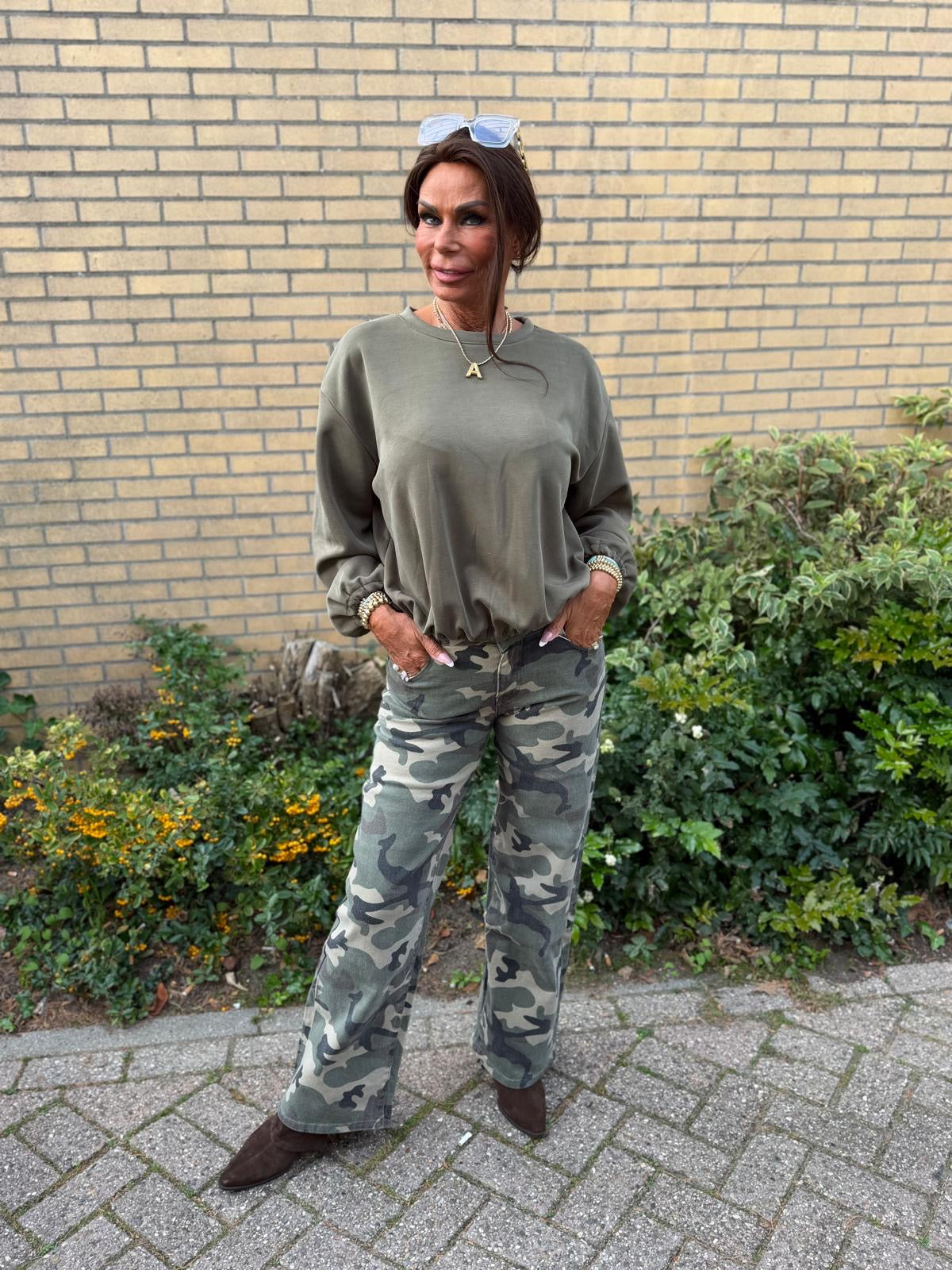 Top "Mooij" lange mouw army