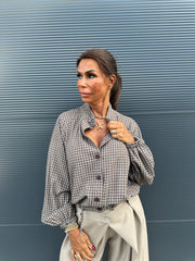 Blouse "geruit strik" taupe