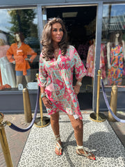 kort jurkje “Sabrina” oud roze print
