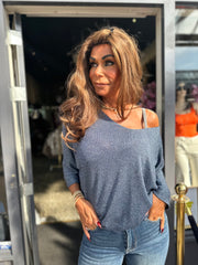 Top lurex "Mila" donkerblauw