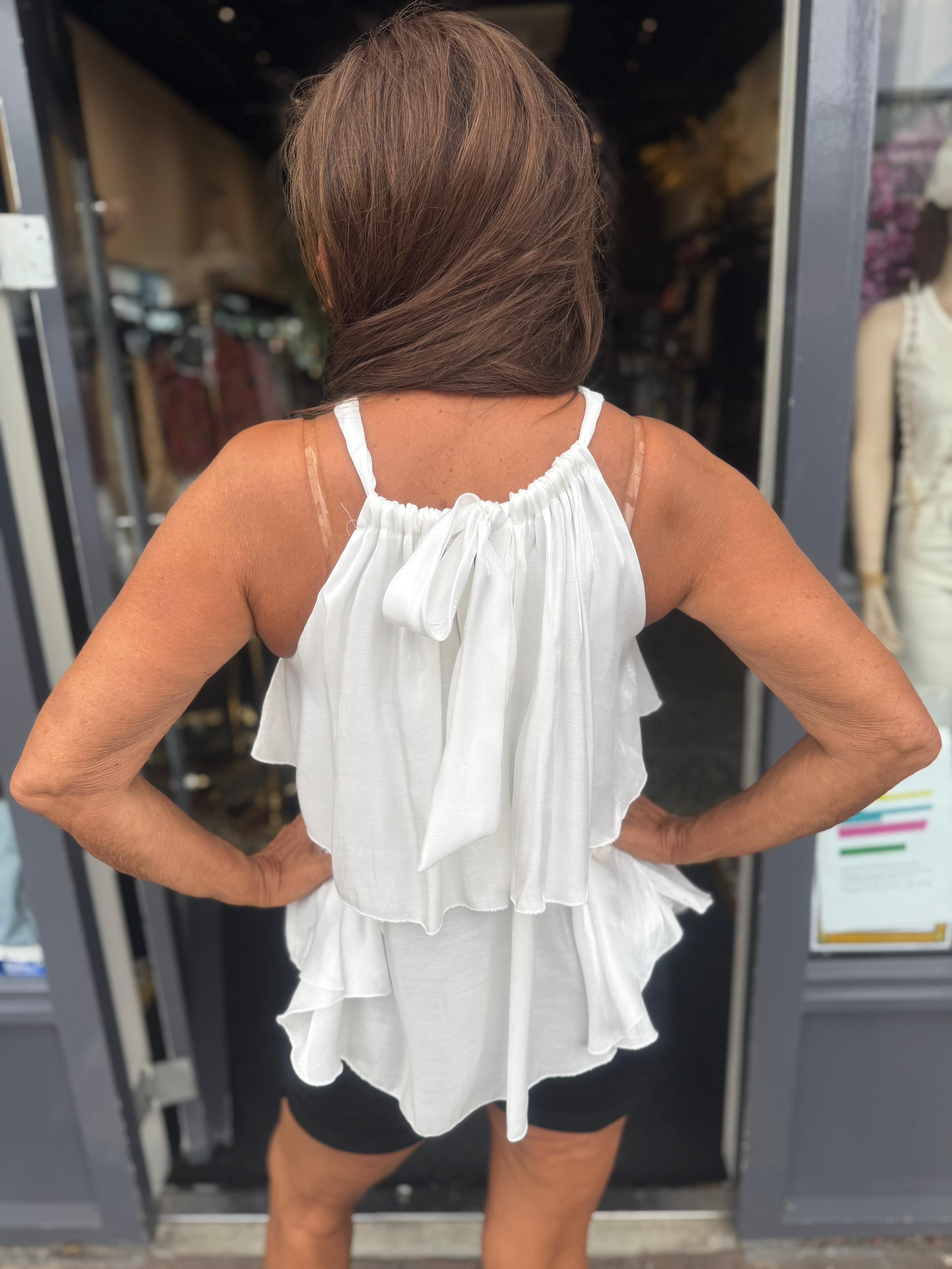 Top “Silky rouches” wit