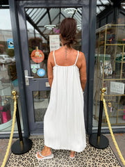 Viscose jurk “adios” Off-beige