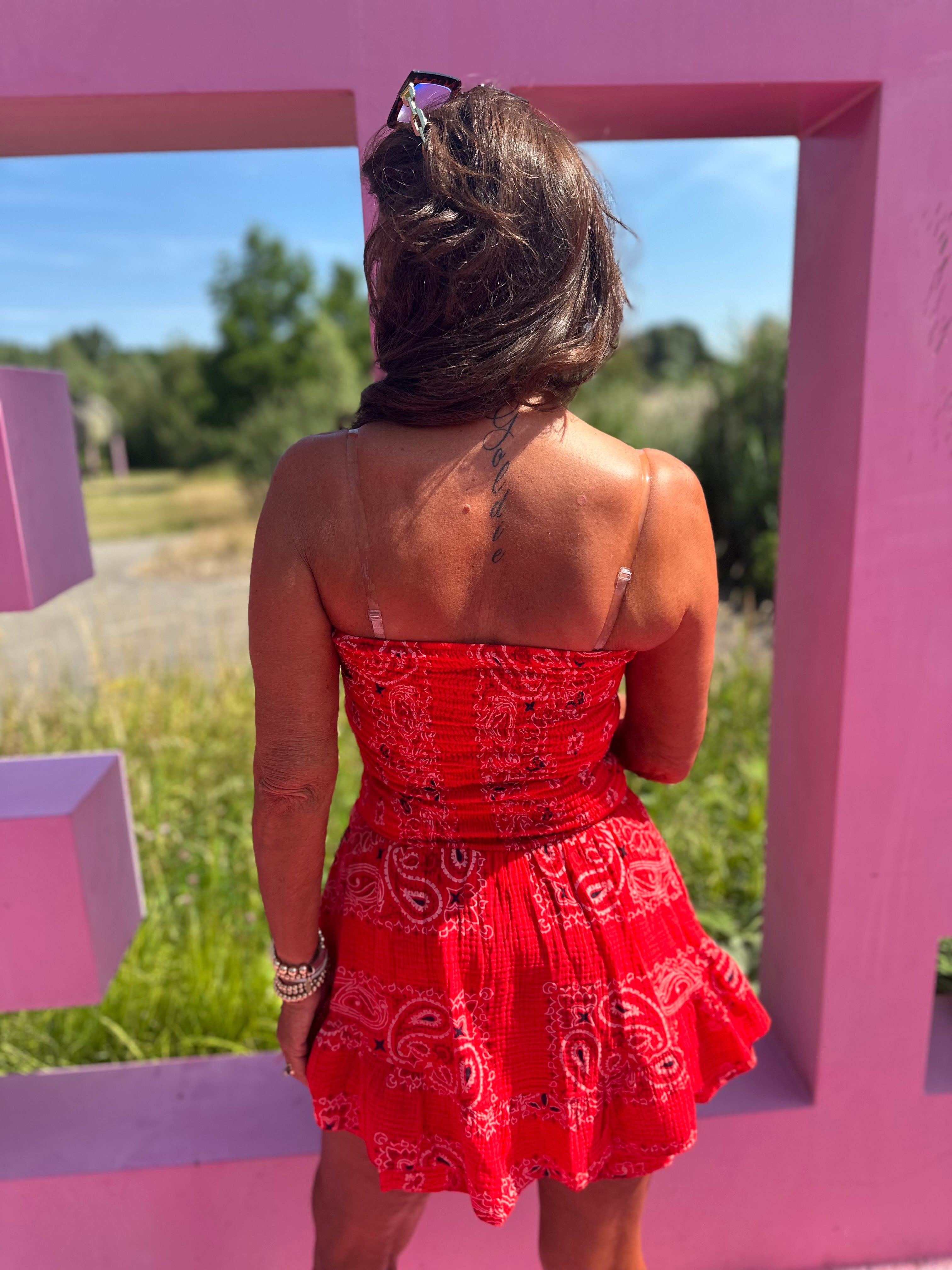 Playsuit kort "hydrofiel" print rood