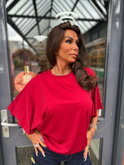 Top "Wide" vleermuismouw rood