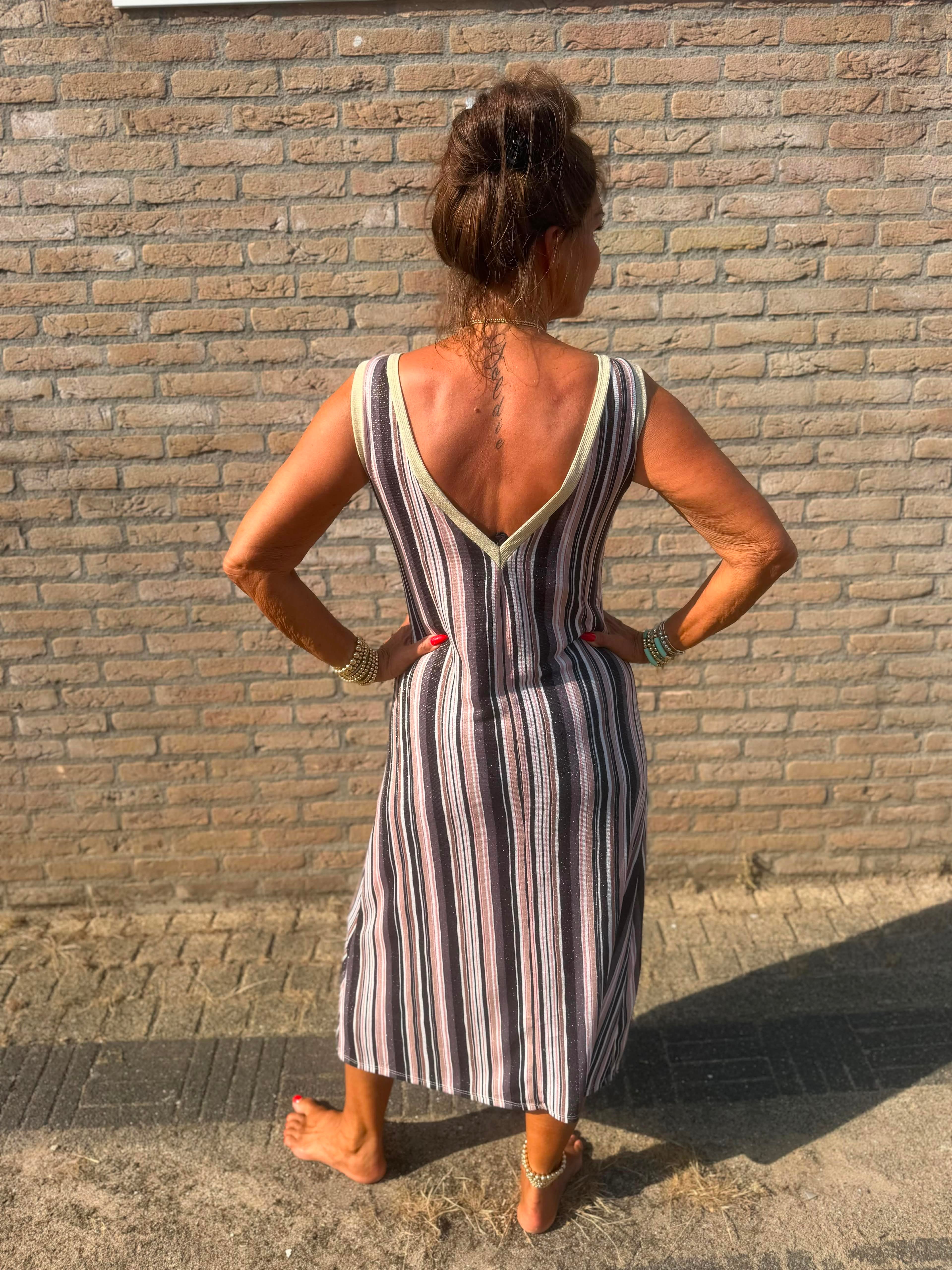 Lurex Jurk "Egyptian" bruin zwart