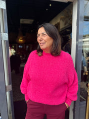 Trui "Knitted" Neon roze