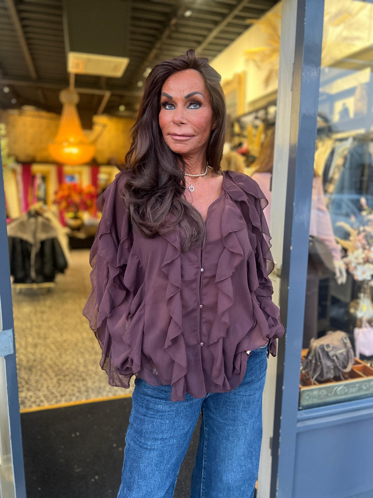 Blouse "Lina" Donkerbruin