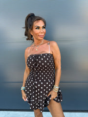 Playsuit kort "hydrofiel" dots Bruin
