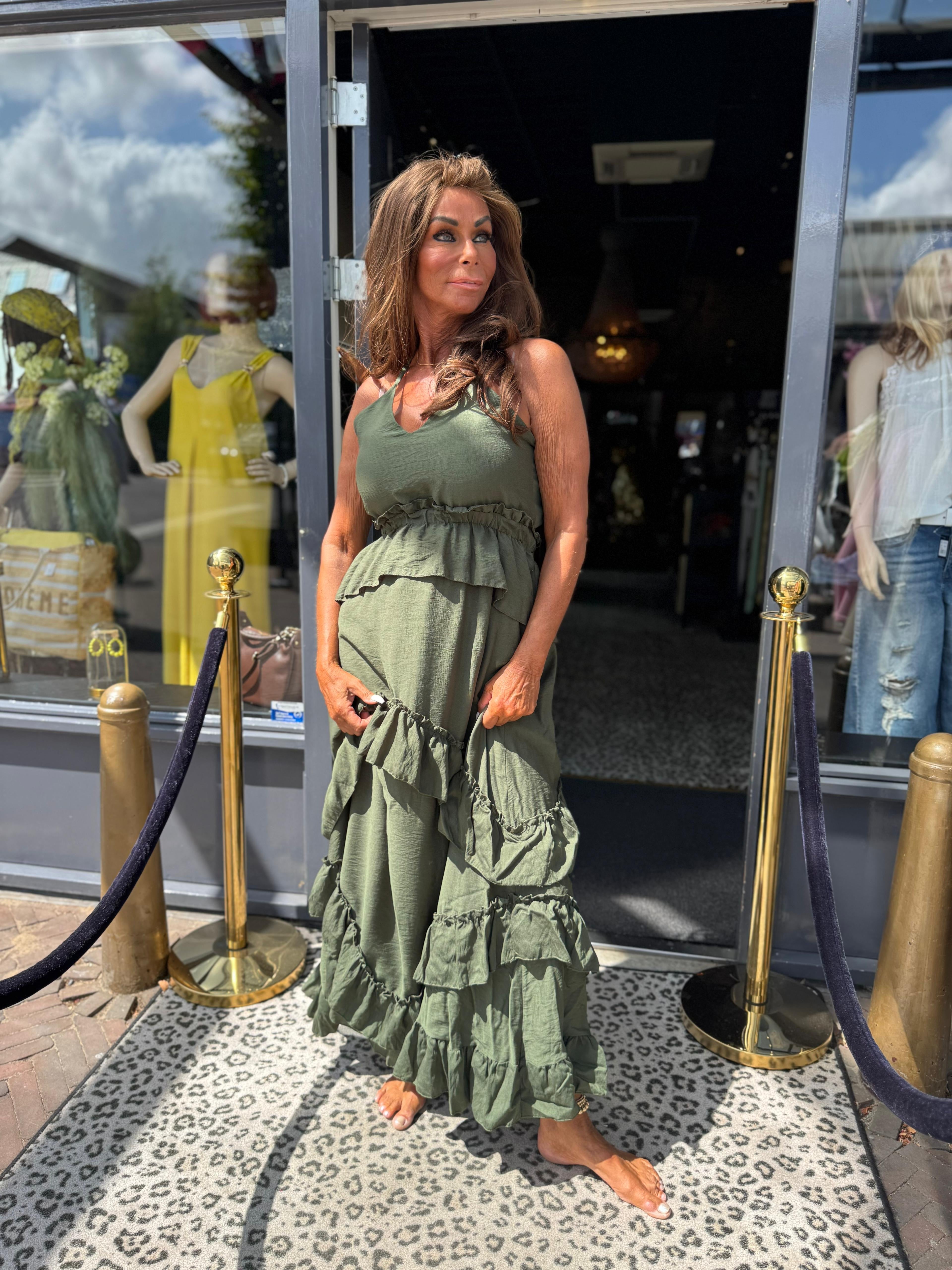 Jurk "Vino" Legergroen