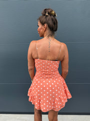 Playsuit kort "hydrofiel" dots zalm