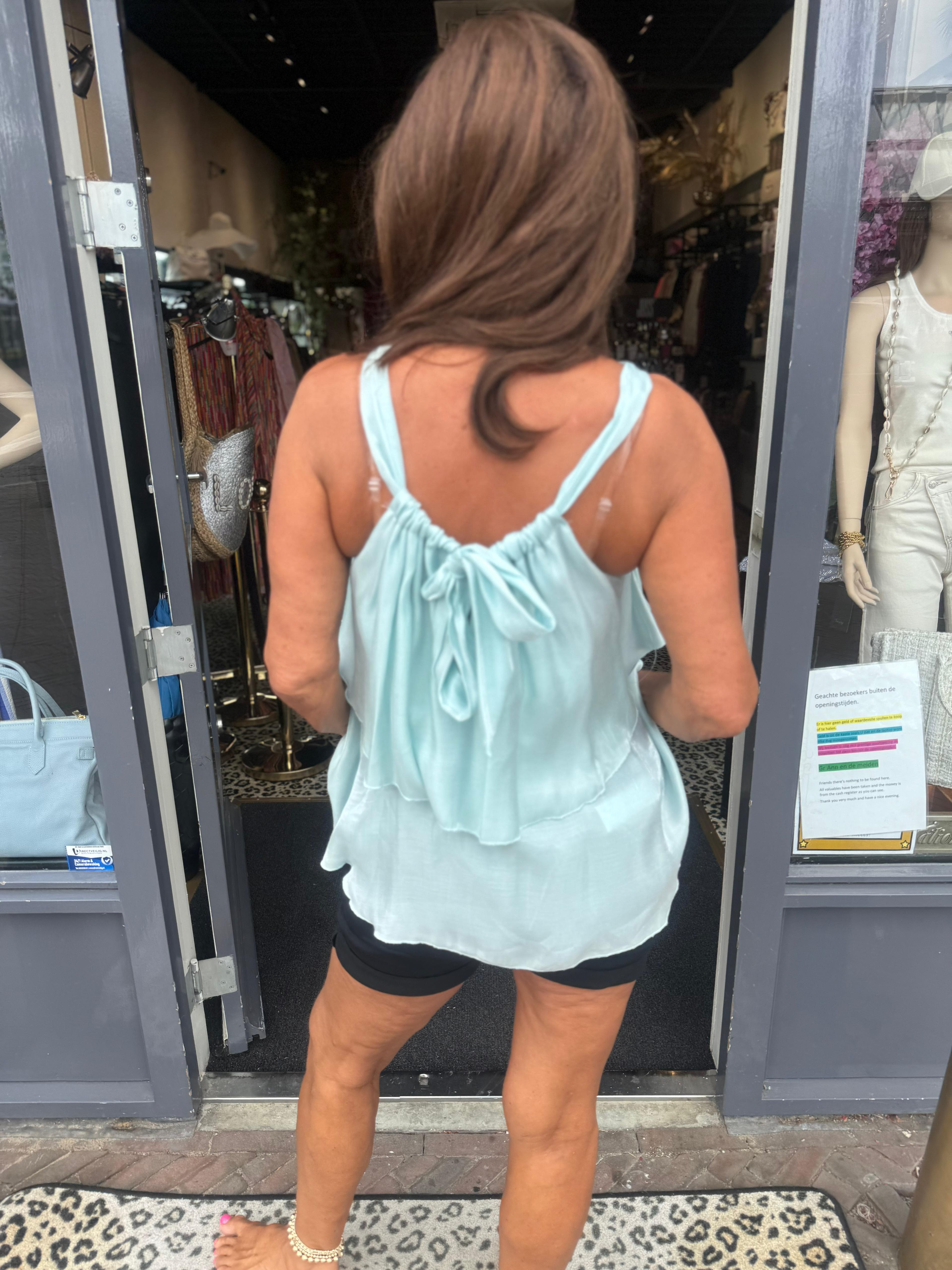 Top “Silky rouches” mintgroen