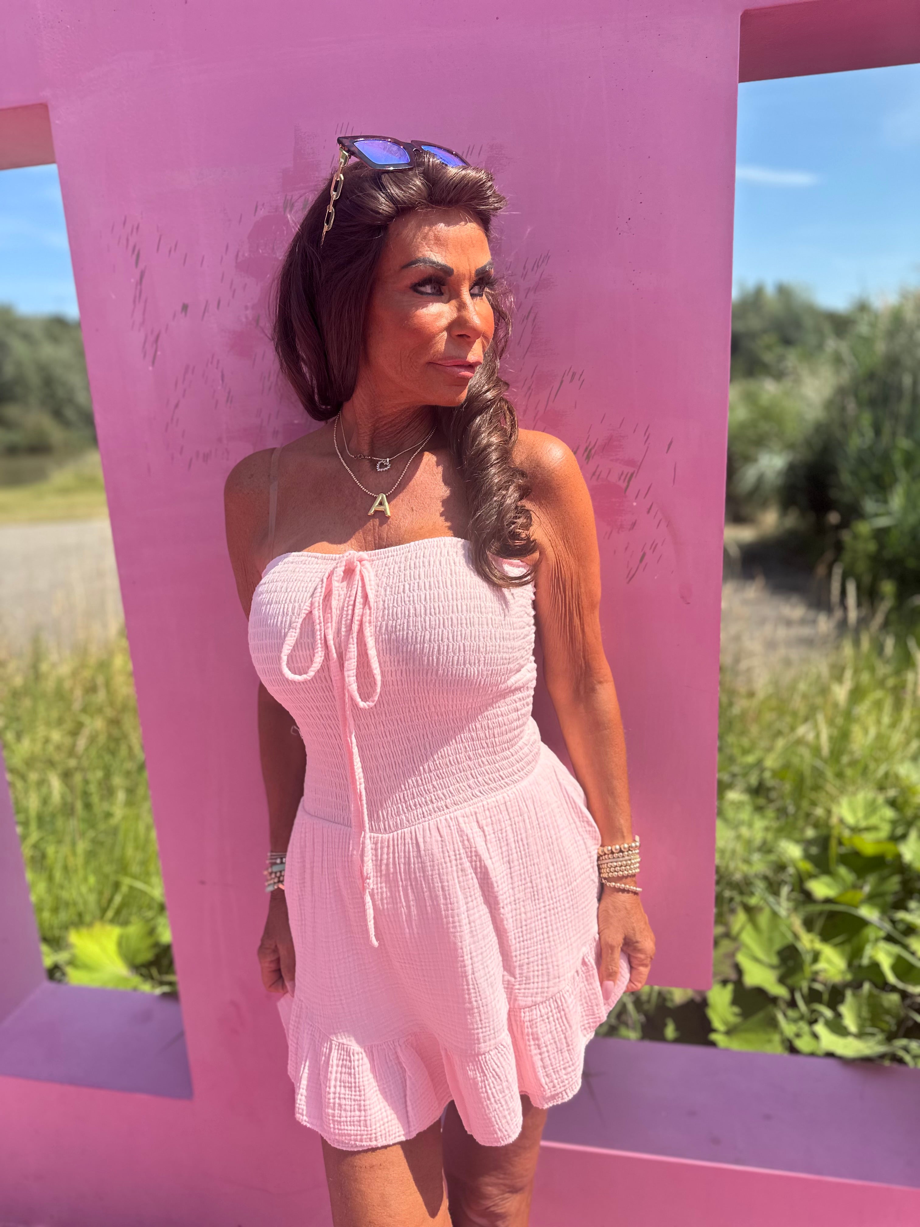 Playsuit kort "hydrofiel" zalm roze