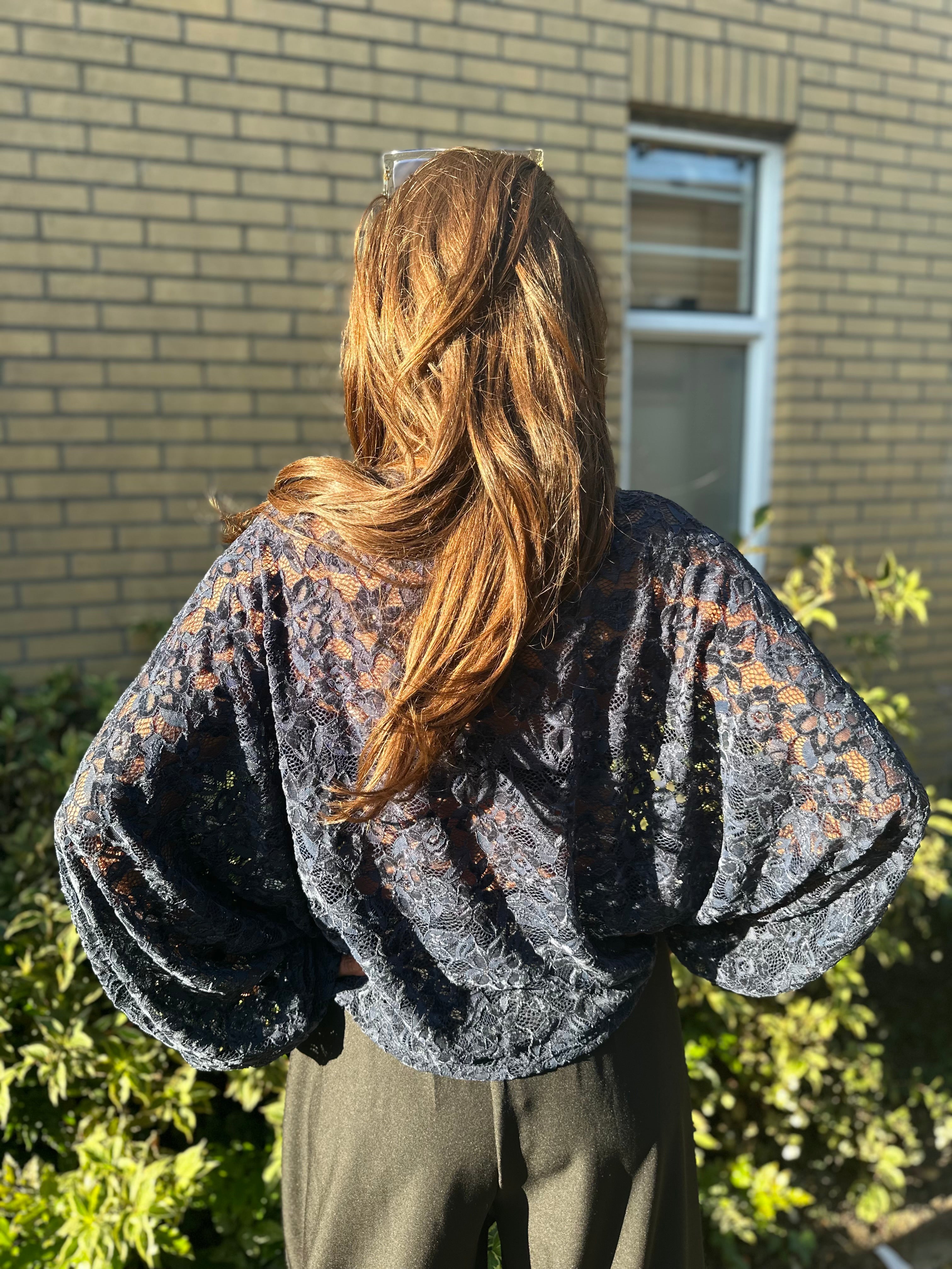 Kanten vleermuismouw top "Voila" Navy