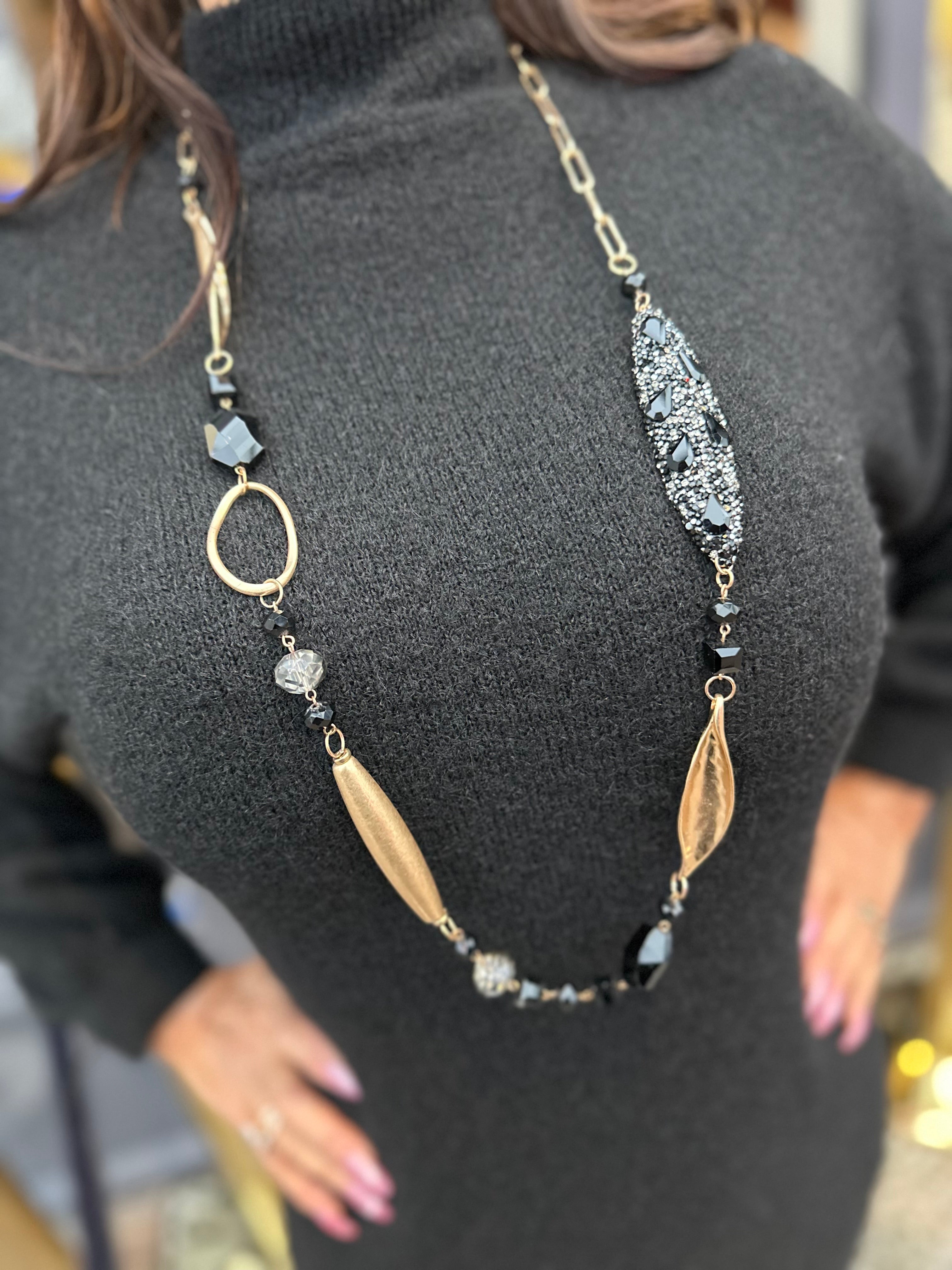 Lange ketting "Zwart / Goud"