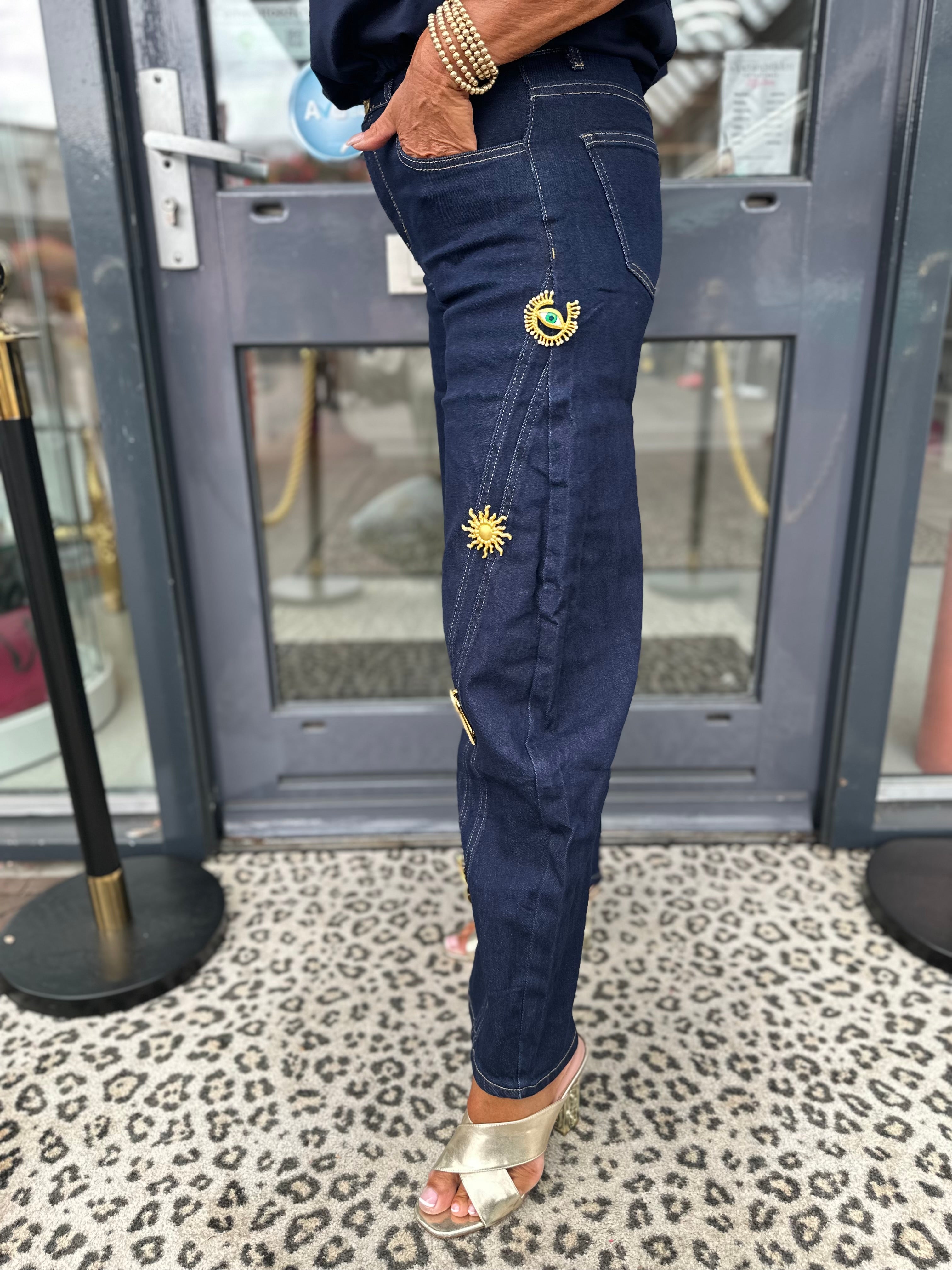 Jeans “Broche" donker denim