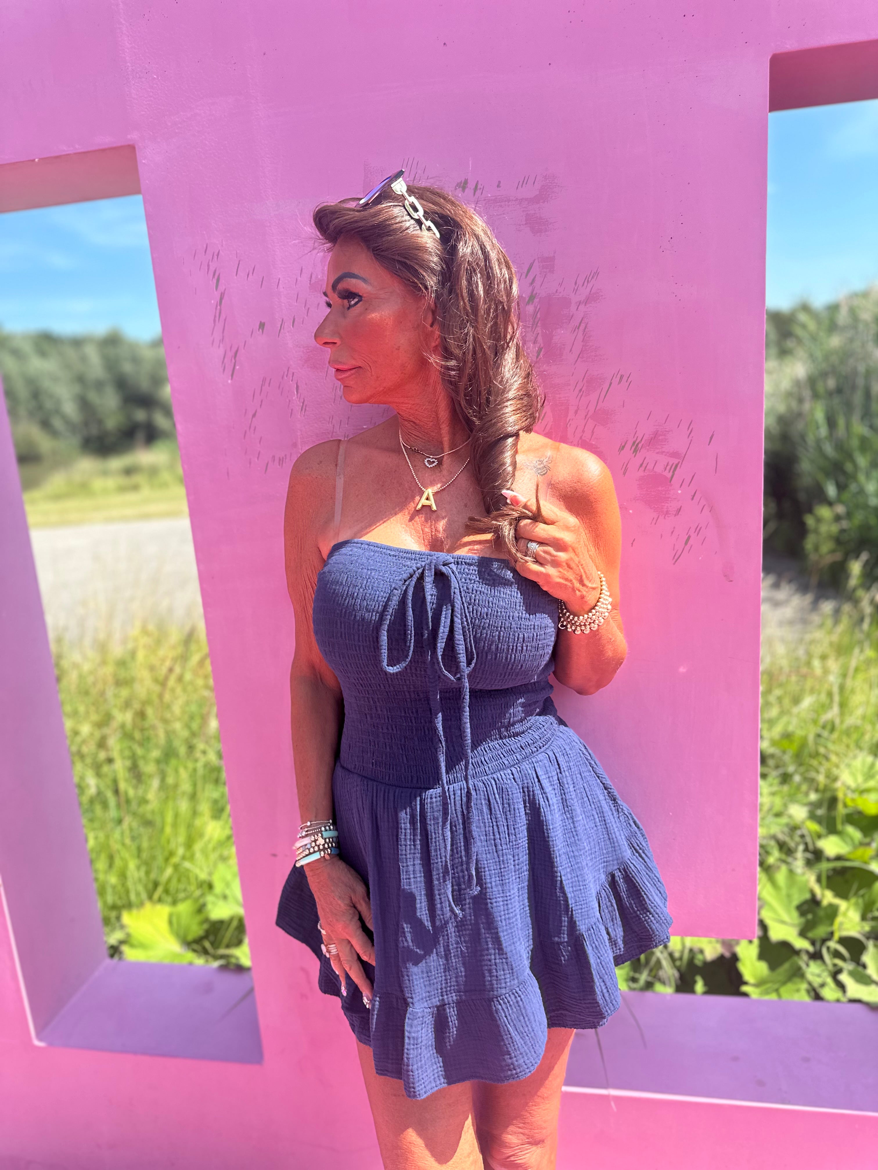 Playsuit kort "hydrofiel" marineblauw