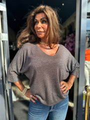 Top lurex "Mila" donkerbruin