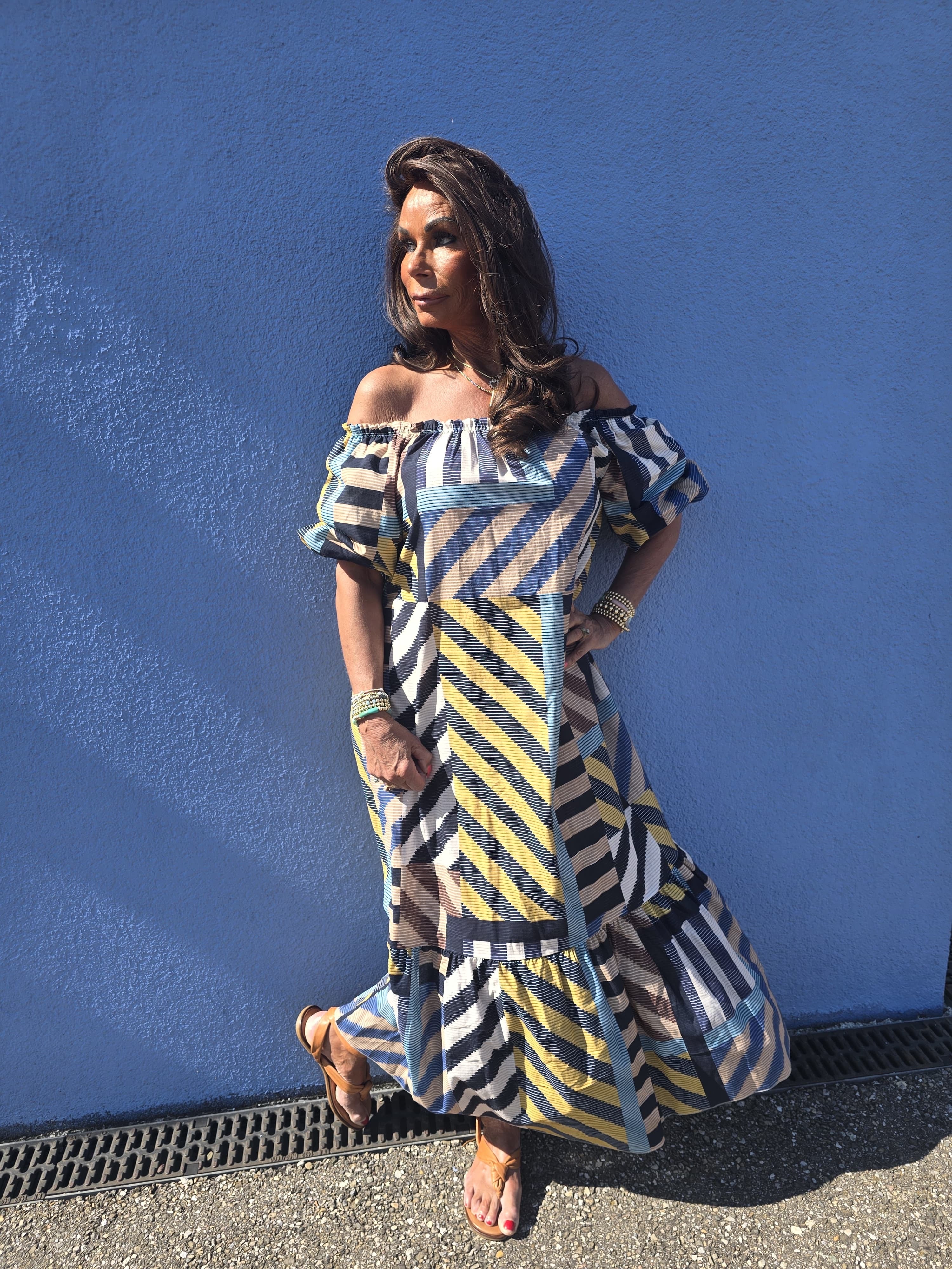 Lange jurk “Rainbow” Blauw