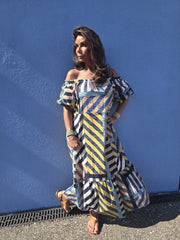 Lange jurk “Rainbow” Blauw