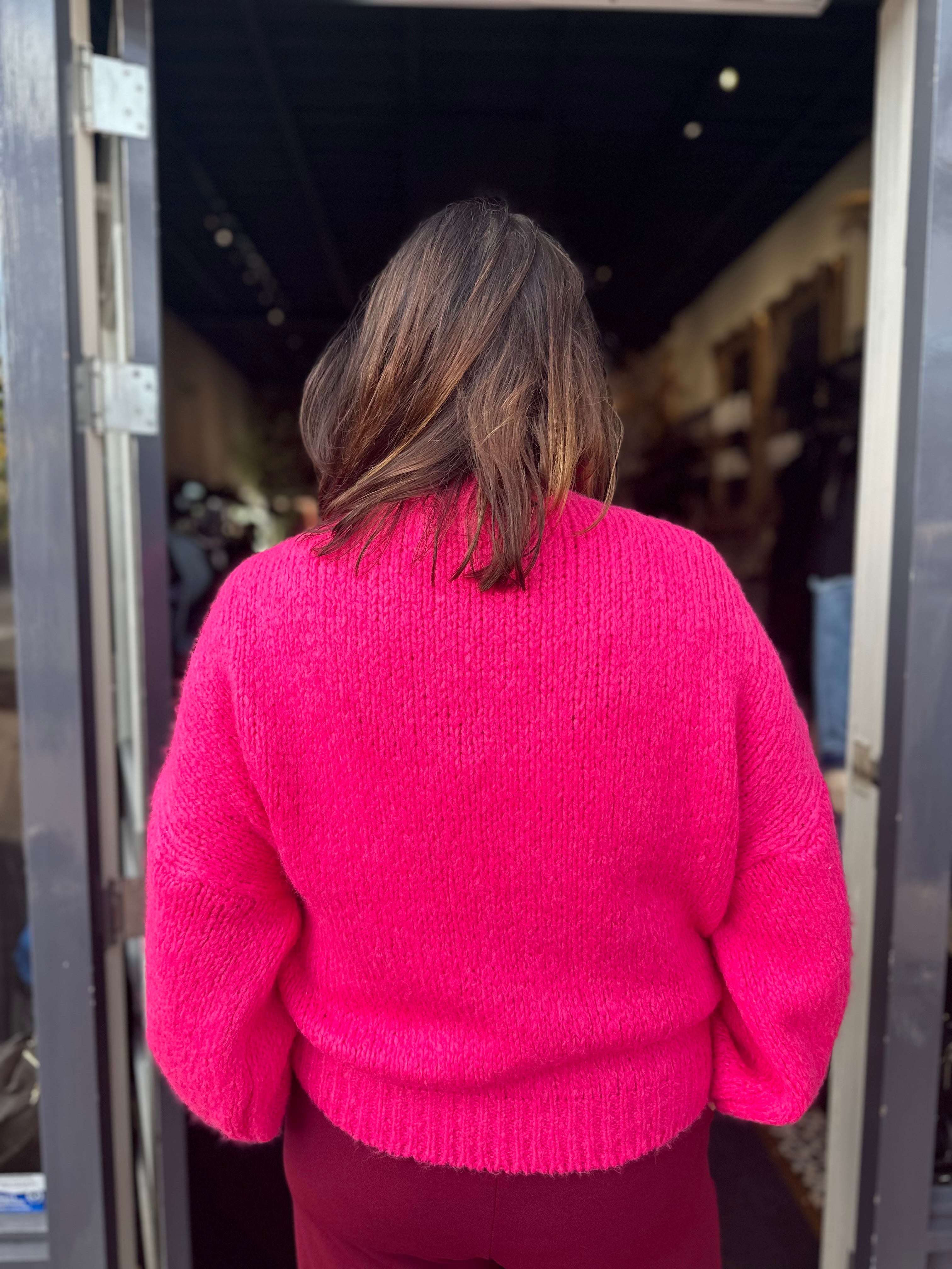 Trui "Knitted" Neon roze