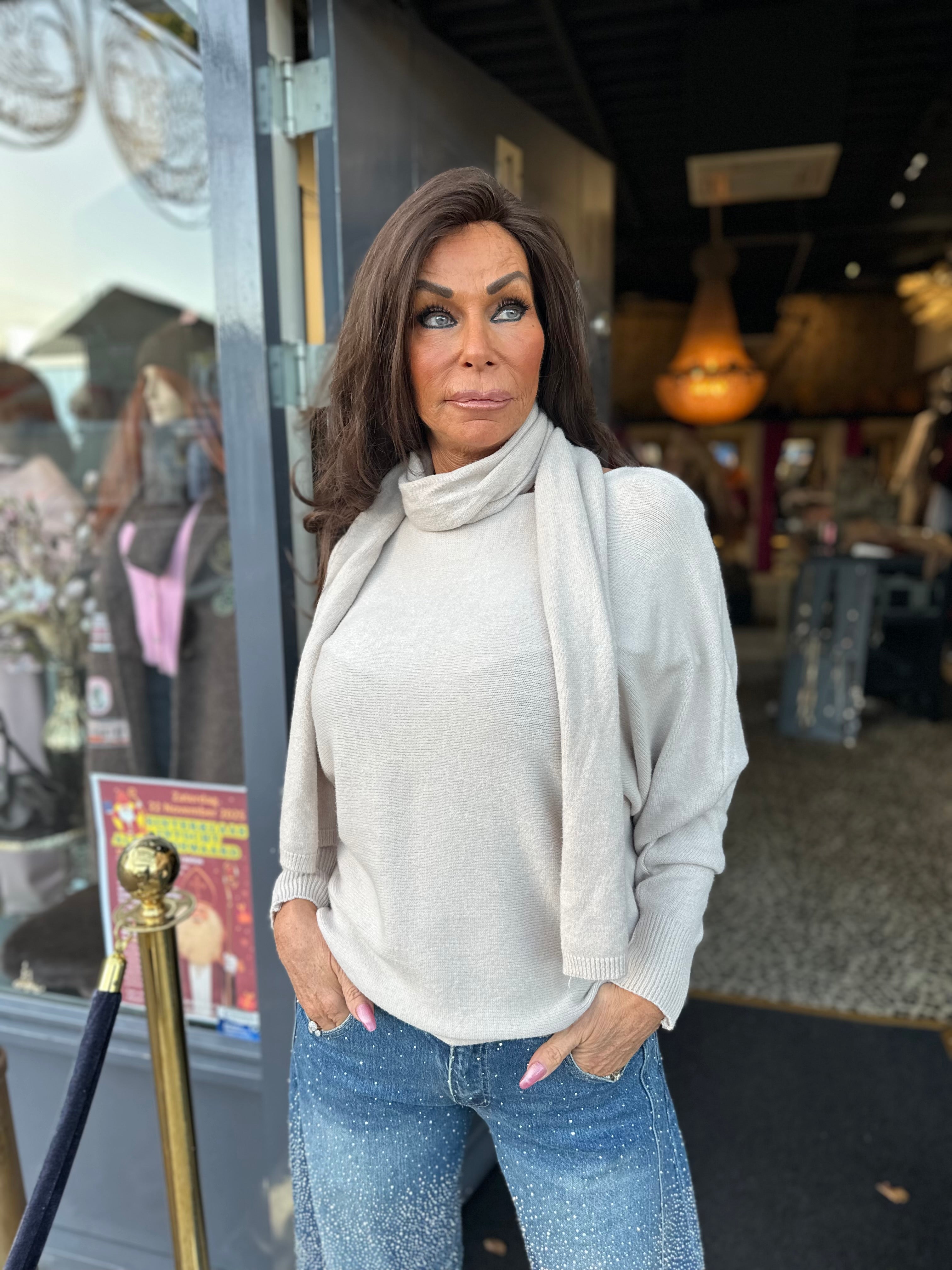 Top “Grace” met Sjaal Beige