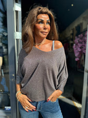 Top lurex "Mila" donkerbruin