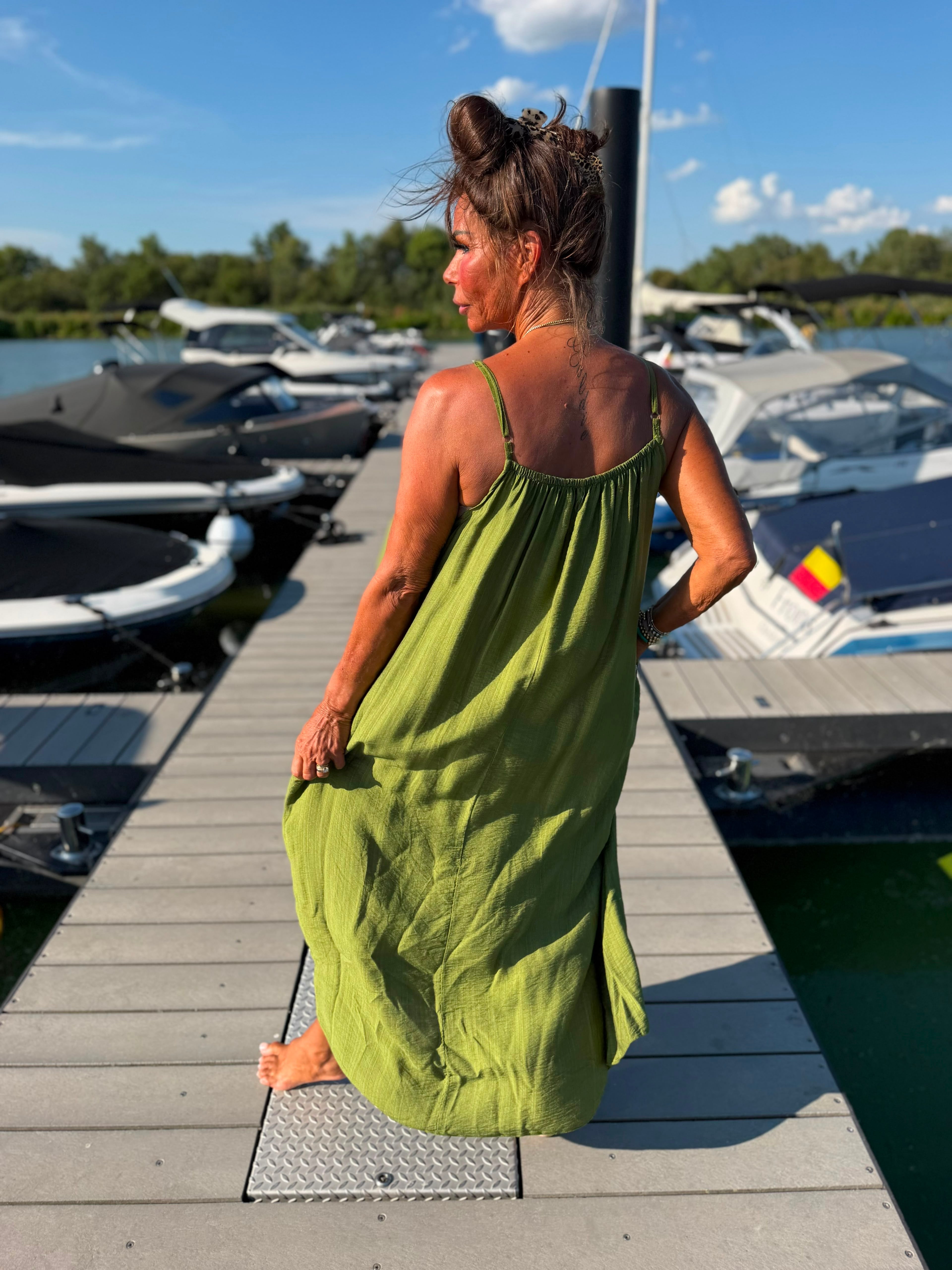 Lange jurk “Sabina” Olijfgroen