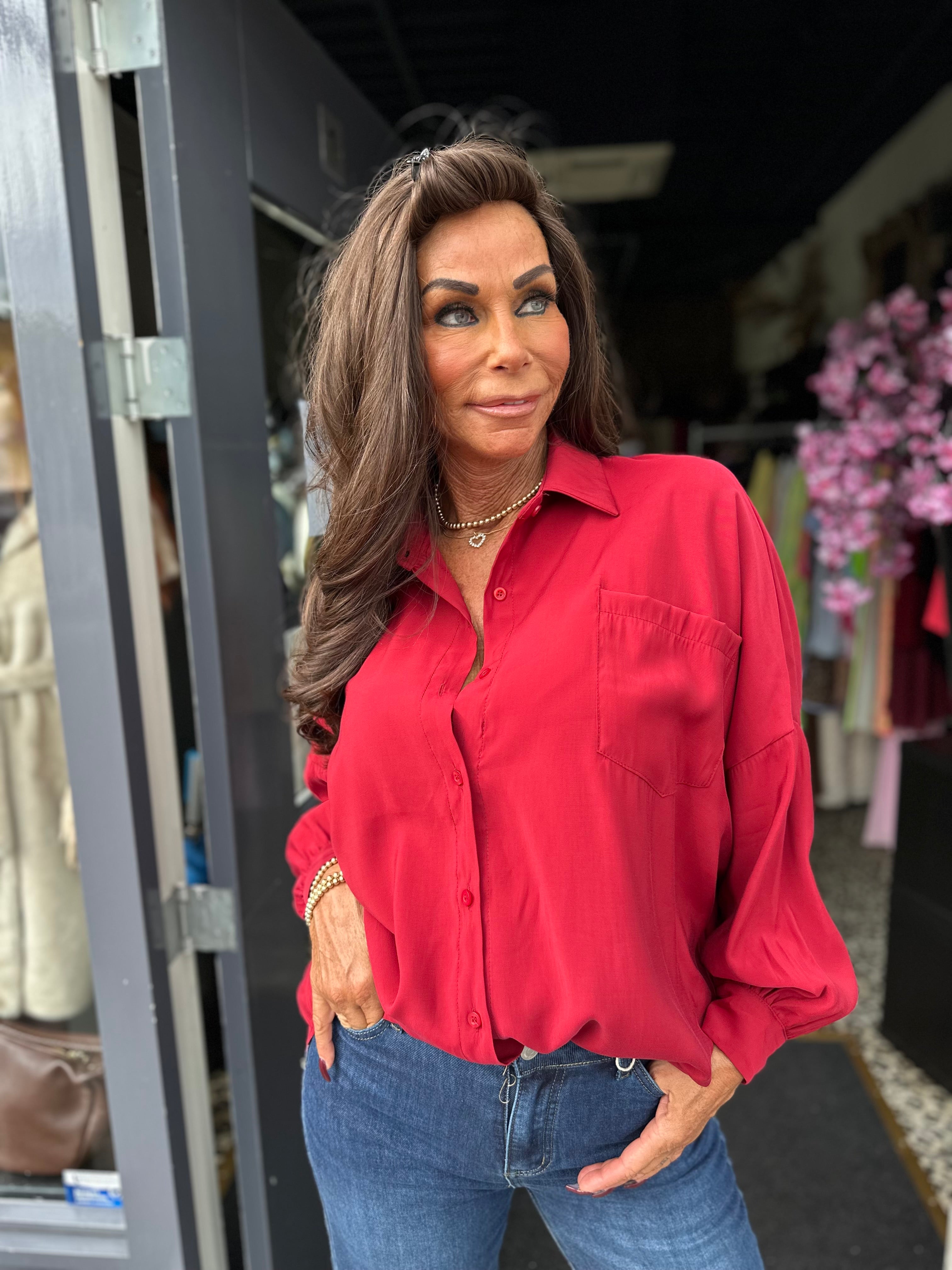 Blouse "Joulie" wijnrood