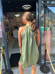 korte Halterjurk effen "Breezy" Jadegroen