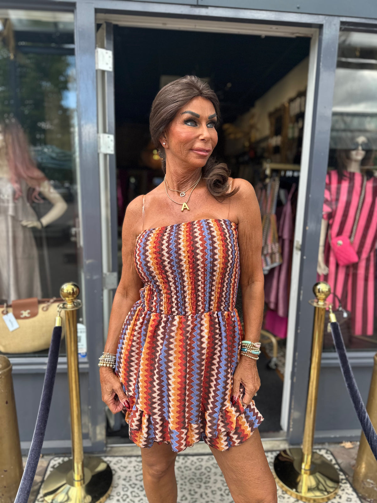 Strapless jumpsuit “Aruba” donkerbruin