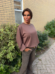 Top "Mooij" lange mouw choco
